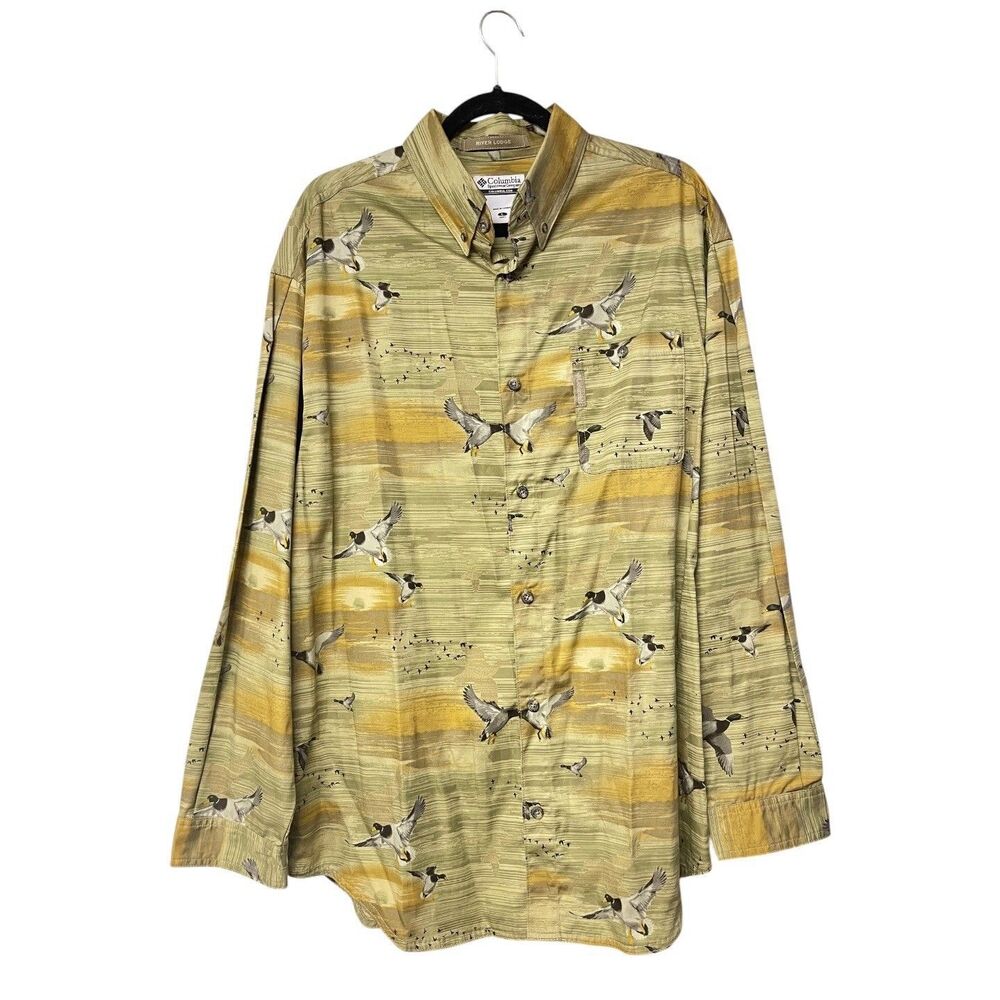 Columbia River Lodge Men’s Large Mallard Duck Print Long Sleeve Shirt